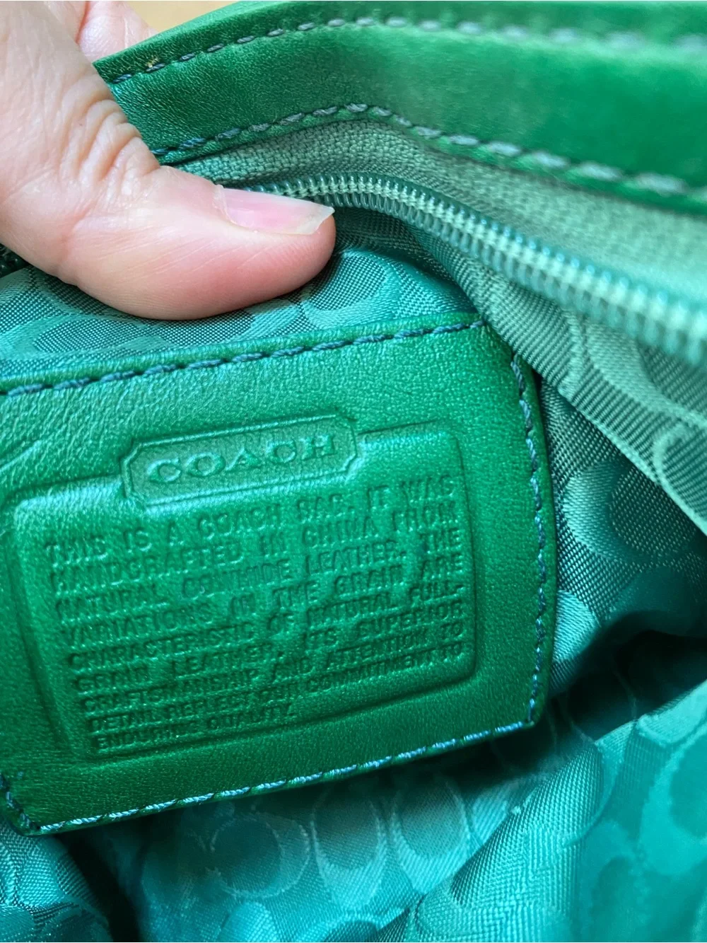 Coach Green Leather Crossbody Bag with Tassels